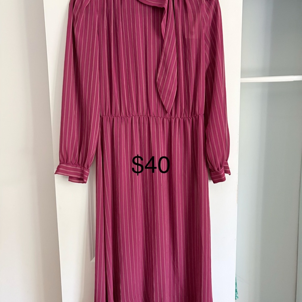 Pink Striped Long Sleeve Dress